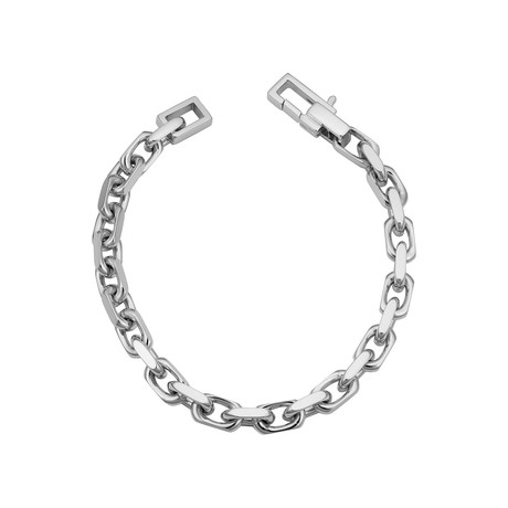 Sterling Silver Flat Oval Link Bracelet // 6.6mm