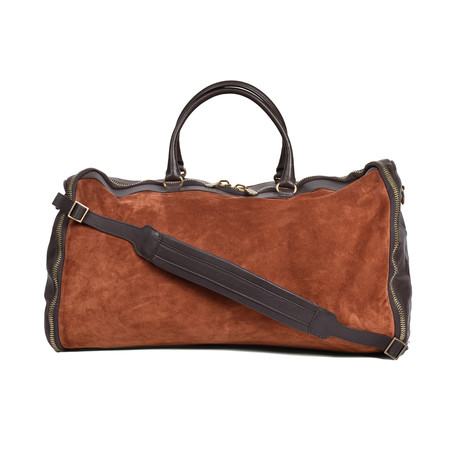 Travel Suede Duffel Bag // Rust + Brown