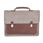 Two-Tone Briefcase // Beige + Brown