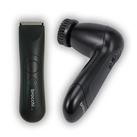 Rechargeable Waterproof Body Hair Trimmer + Facial Cleansing Brush (No Replacement Blade)