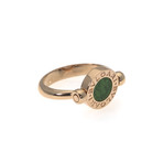 Bulgari Bulgari 18k Rose Gold Diamond + Jade Ring // Ring Size: 4.5