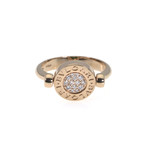 Bulgari Bulgari 18k Rose Gold Diamond + Jade Ring // Ring Size: 4.5