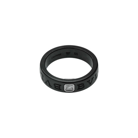 Bulgari Black Ceramic Diamond Ring (Ring Size: 5.5)