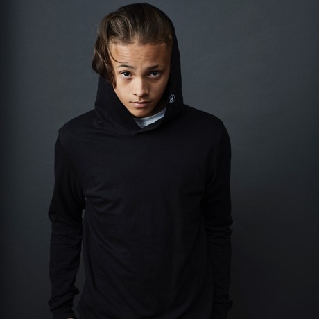 Basics Long Sleeve Hoodie T // Black (S)