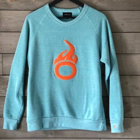 Ltd. Edition Insignia Fleece Crew // Handmade Appliques // Aqua Blue (S)