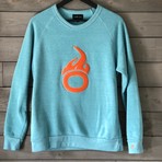 Ltd. Edition Insignia Fleece Crew // Handmade Appliques // Aqua Blue (M)