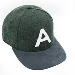 Ltd. Edition // 'A' Baseball Cap // Hunter Green + Gray Suede