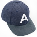 Ltd. Edition // 'A' Baseball Cap // Navy + Gray Suede