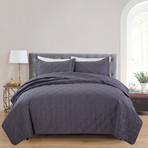 Christopher Knight Collection Double Diamond Quilt Set // Charcoal (Twin/Twin XL)