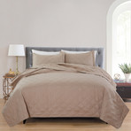 Christopher Knight Collection Double Diamond Quilt Set // Taupe (Twin/Twin XL)
