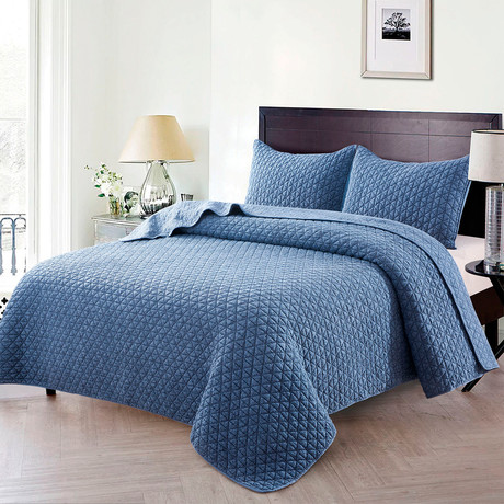 Christopher Knight Collection Crushed Stone Quilt Set // Blue (Twin/Twin XL)