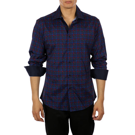 Victor Long Sleeve Button-Up Shirt // Navy (XS)