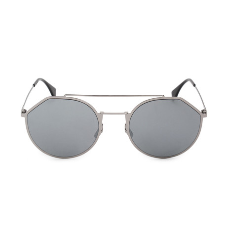 Fendi // Men's Round Sunglasses // Ruthenium + Black