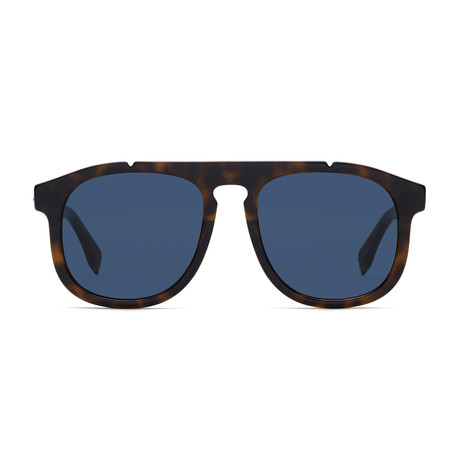 Fendi // Men's Tortoiseshell Sunglasses // Dark Havana + Blue