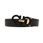 Salvatore Ferragamo // Reversible Leather 'Gancini' Buckle Belt // Black (38)