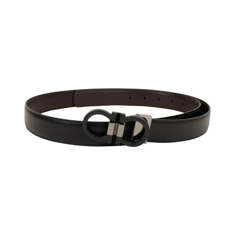 Gancini' Buckle Belt // Brown + Black (40)