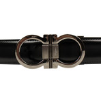Salvatore Ferragamo // Leather 'Gancini' Belt // Brown + Black (40)