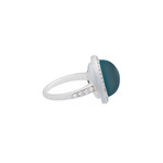 Mimi Milano 18k White Gold Blue Topaz + Diamond Ring // Ring Size: 7
