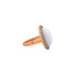 Mimi Milano 18k Rose Gold White Agate + Diamond Ring // Ring Size: 6.75