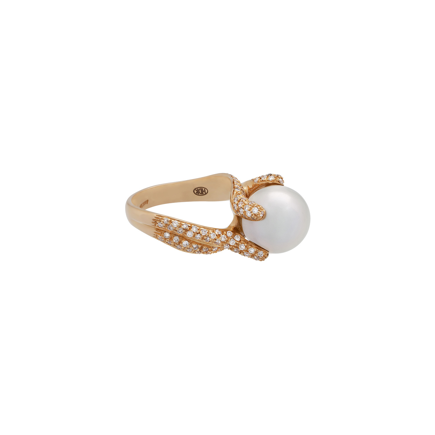 Hans D. Krieger 18k Rose Gold Pearl + Diamond Ring // Ring Size: 7 ...