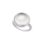 Mimi Milano 18k White Gold Milky Quartz + Diamond Ring // Ring Size: 6.75