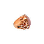 Mimi Milano 18k Rose Gold Rose Quartz + Rock Crystal Ring // Ring Size: 6.75