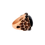 Mimi Milano 18k Rose Gold Black Agate + Smoky Quartz Ring // Ring Size: 8.25