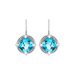 Mimi Milano 18k White Gold Blue Topaz + Diamond Earrings