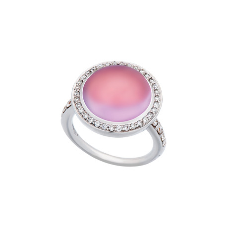 Mimi Milano 18k White Gold Lavender Moonstone + Diamond Ring // Ring Size: 7