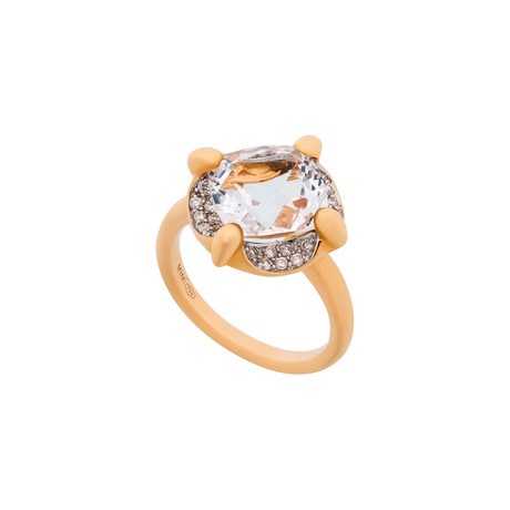 Mimi Milano 18k Two-Tone Diamond + Rock Crystal Ring // Ring Size: 6.75