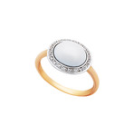 Mimi Milano 18k Two-Tone Gold White Agate + Diamond Ring // Ring Size: 7.25