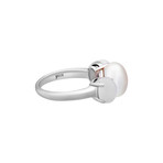 Mimi Milano 18k White Gold Milky Quartz + Pearl Ring // Ring Size: 6.5