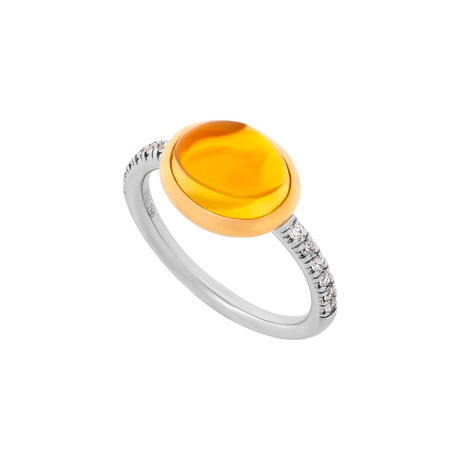 Mimi Milano 18k Two-Tone Gold Citrine + Diamond Ring // Ring Size: 6.75