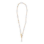 Mimi Milano 18k Rose Gold Crystal Rock White Agate + Pearl Necklace