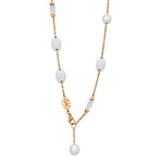 Mimi Milano 18k Rose Gold Crystal Rock White Agate + Pearl Necklace