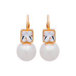 Mimi Milano 18k Yellow Gold Crystal Rock Pearl Earrings