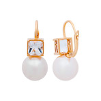 Mimi Milano 18k Yellow Gold Crystal Rock Pearl Earrings