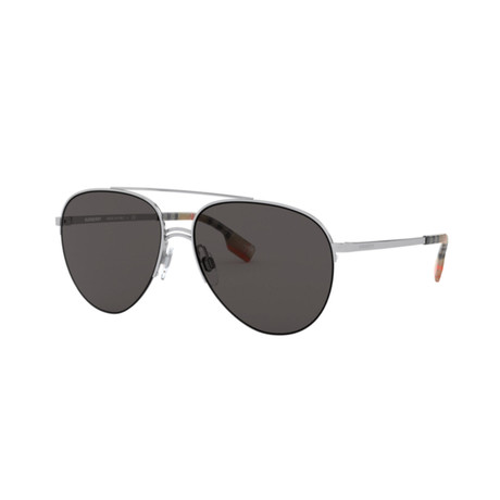 Men's Printed Pilot Sunglasses // Silver II