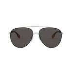 Men's Printed Pilot Sunglasses // Silver II