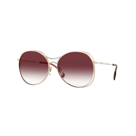 Women's Round Sunglasses // Gold + Pink
