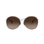 Women's Round Sunglasses // Silver + Beige