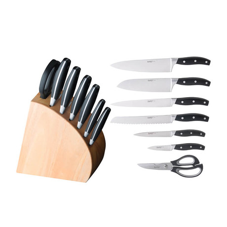 Forged // Stainless Steel Cutlery With Block // 8-Piece Set