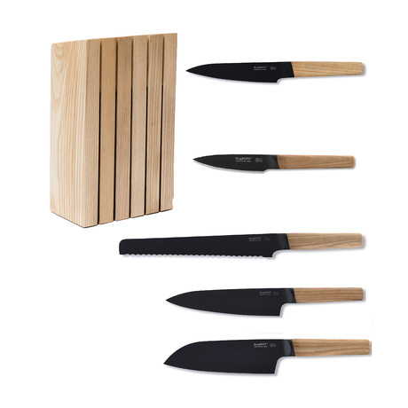 Ron 6pc Cutlery Set + Block // Ash Wood