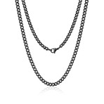Steel Cuban Link Necklace // Black