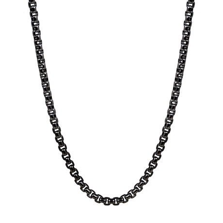 Round Box Link Necklace // Black // 26"