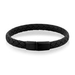 Stainless Steel + Leather Bracelet // Black (7.5 inch)