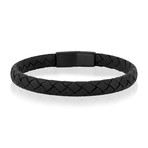 Stainless Steel + Leather Bracelet // Black (7.5 inch)