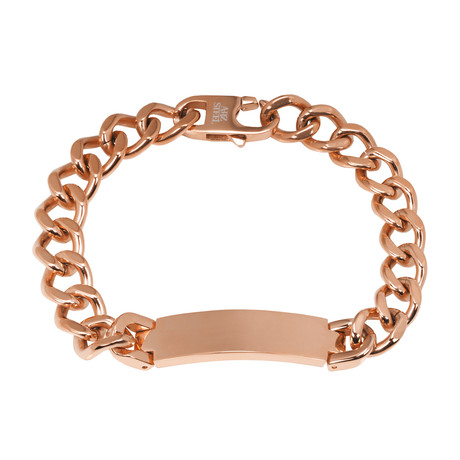 Stainless Steel Cuban Link I.D. Bracelet (Rose Gold)