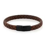 Stainless Steel + Leather Bracelet // Brown (7.5"L)