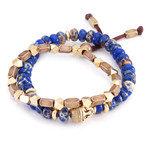 The Steel Buddhist Band Bracelet // Blue + Gold